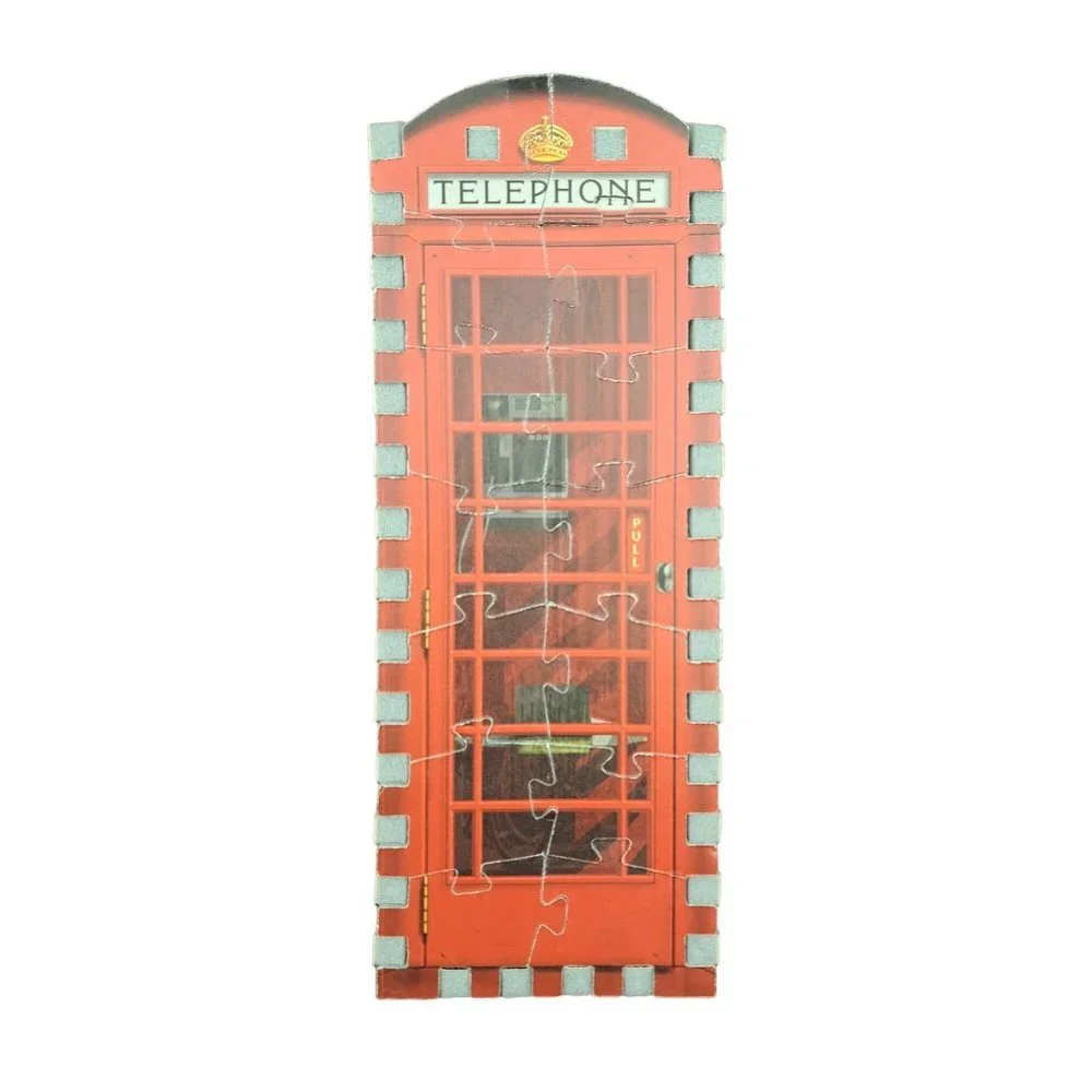 Vintage Puzz 3D British Telephone Booth 1997 Milton Bradley Puzzle Miniature